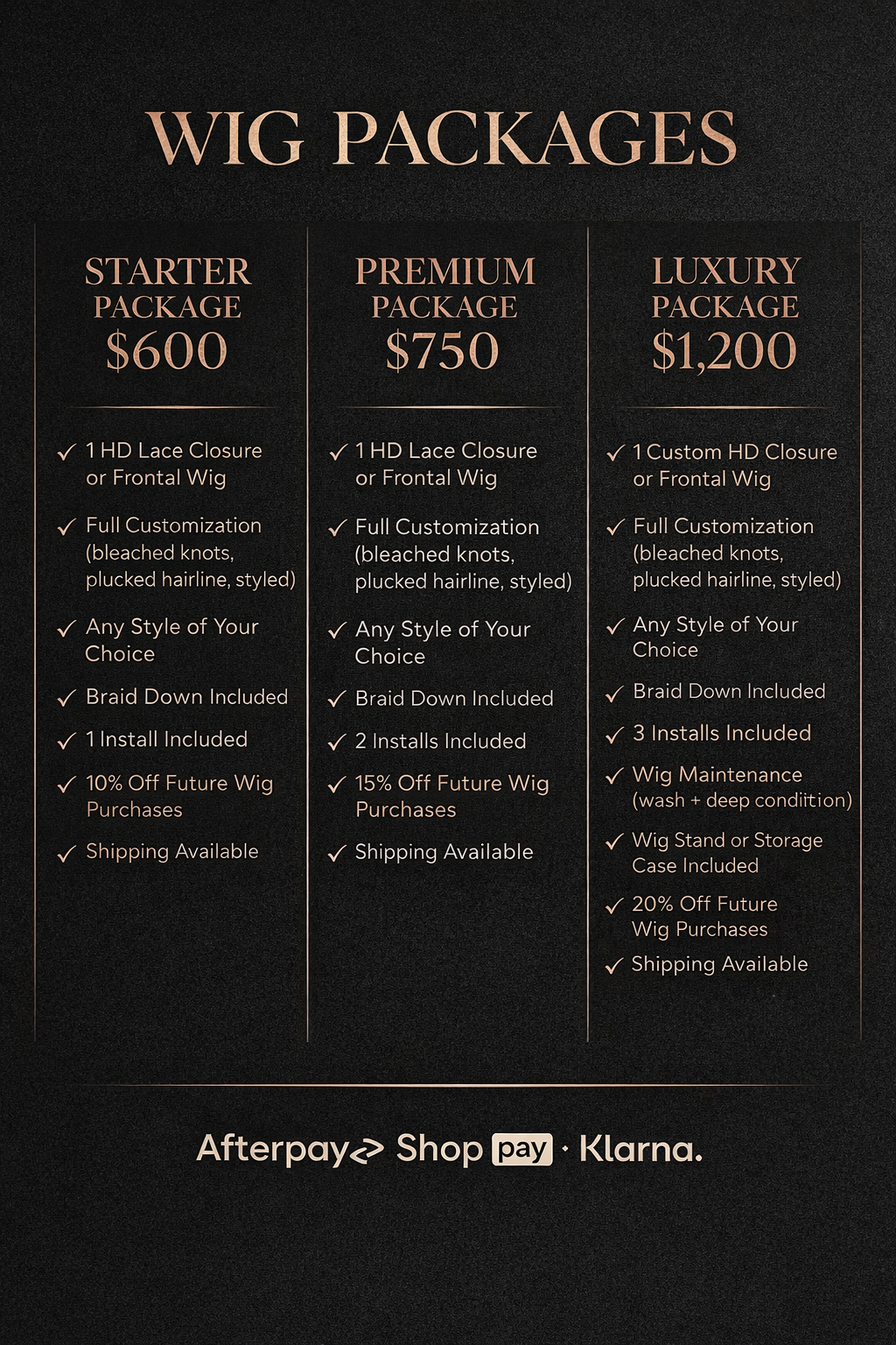 Wig Packages (HD Lace Included)